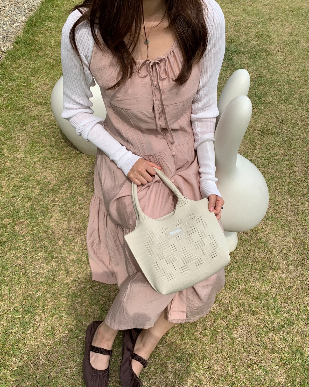 Dia Knit Shopper Bag Small Ivory